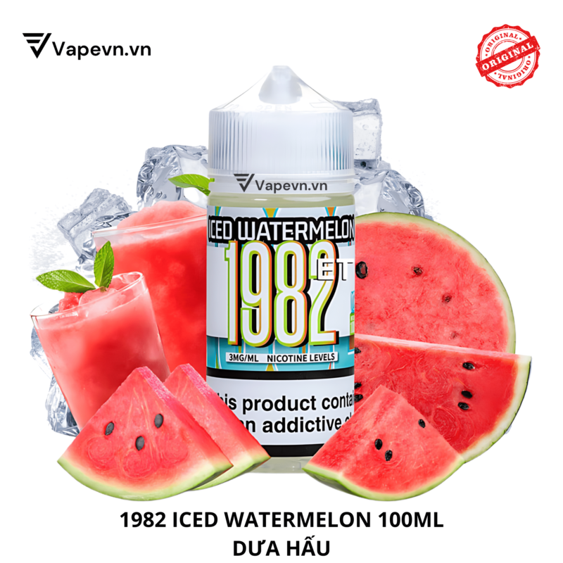 Tinh dầu free base 1982 ICED WATERMELON 100ML pod system vũng tàu, vape box vũng tàu, thuốc lá điện tử