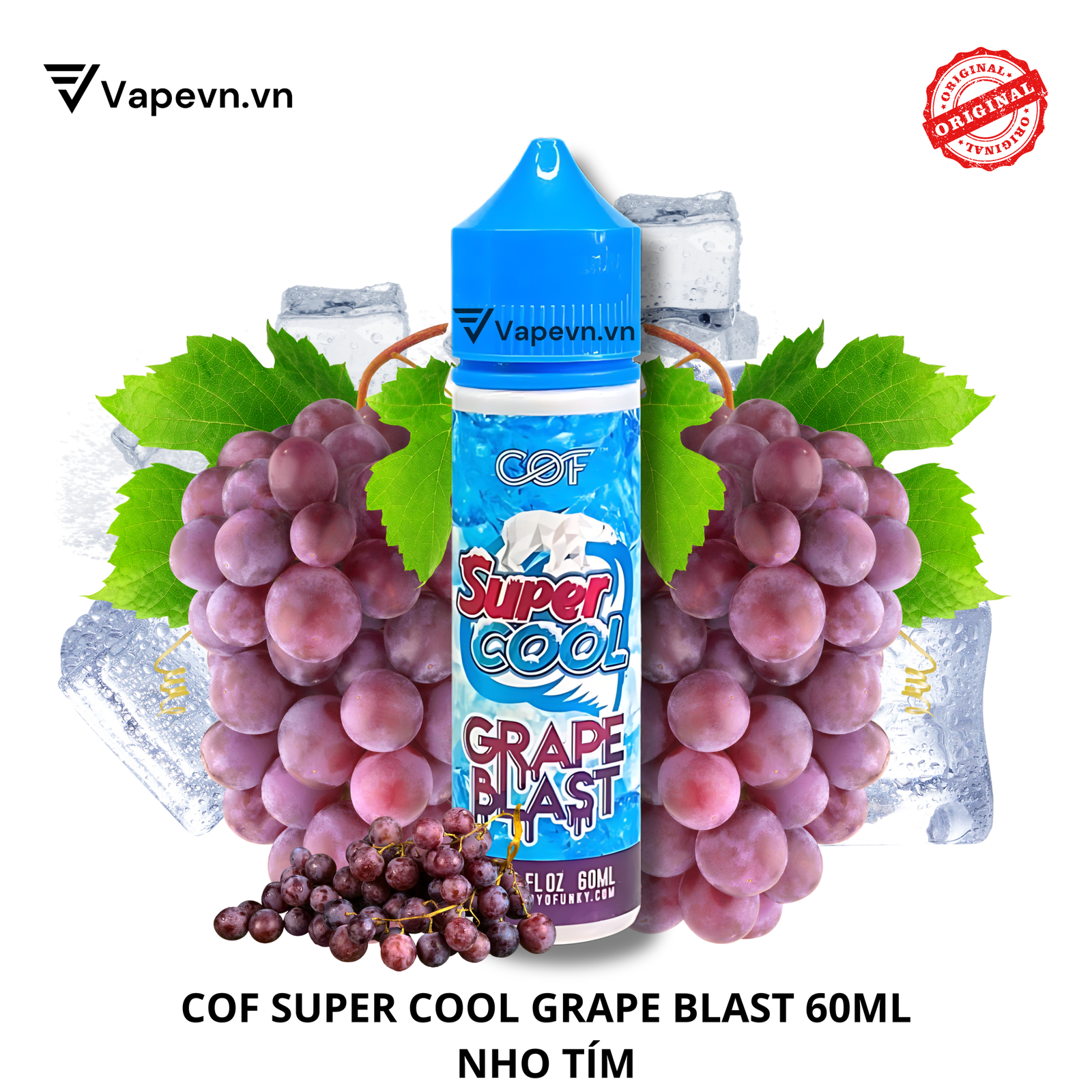 Tinh dầu freebase COF SUPER COOL GRAPE BLAST 60ML pod vũng tàu vape vũng tàu thuốc lá điện tử