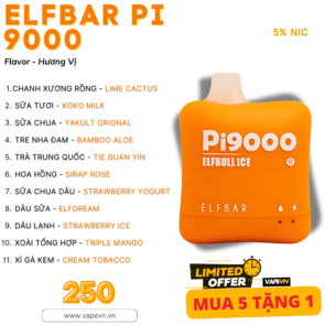 Pod dùng 1 lần DISPOSABLE ELF BAR PI9000 pod system vũng tàu, vape box vũng tàu, thuốc lá điện tử