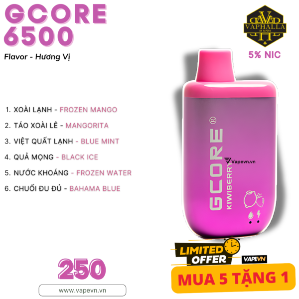 DISPOSABLE GCORE 6500 PUFF