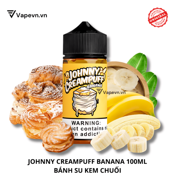 Tinh dầu free base JOHNNY CREAMPUFF BANANA 100ML pod system vũng tàu