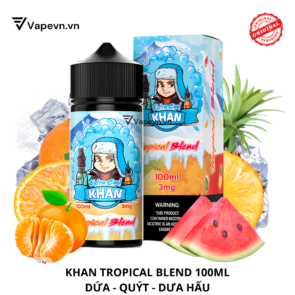 Tinh dầu free base KHAN TROPICAL BLEND 100ML pod system vũng tàu, vape box vũng tàu, thuốc lá điện tử