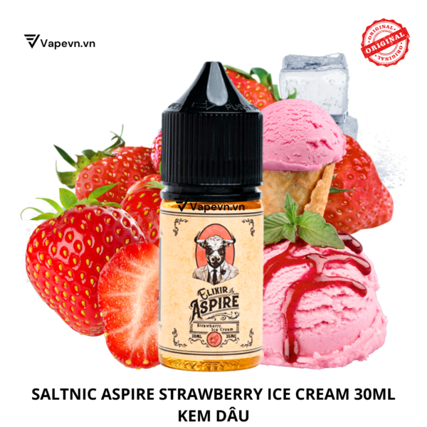 Tinh dầu salt nic SALTNIC ASPIRE STRAWBERRY ICE CREAM 30ML pod system vũng tàu, vape box vũng tàu, thuốc lá điện tử