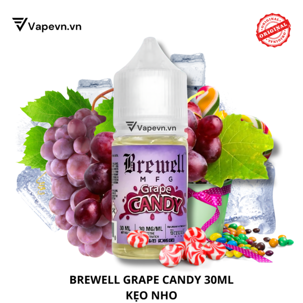 Tinh dầu SALTNIC BREWELL GRAPE CANDY 30ML pod vũng tàu vape vũng tàu thuốc lá điện tử