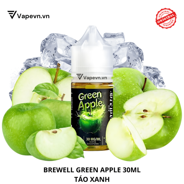 Tinh dầu salt SALTNIC BREWELL GREEN APPLE 30ML pod vũng tàu vape vũng tàu thuốc lá điện tử