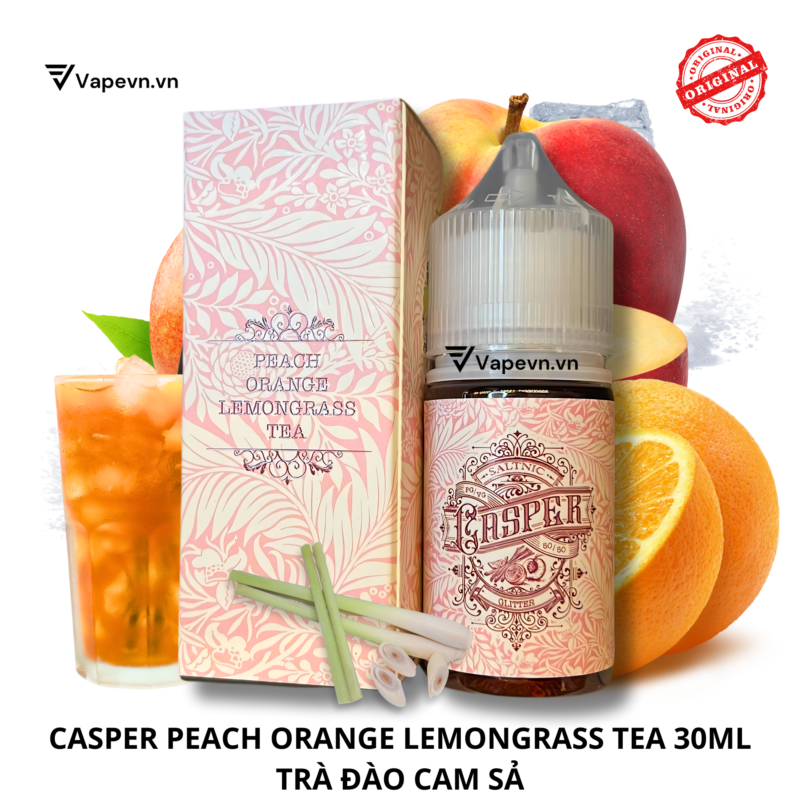 Tinh dầu salt nic SALTNIC CASPER PEACH LEMONRASS TEA 30ML pod system vũng tàu, vape box vũng tàu, thuốc lá điện tử