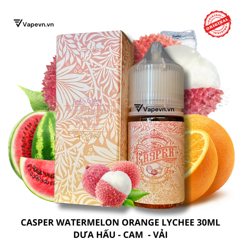 Tinh dầu salt nic SALTNIC CASPER WATERMELON ORANGE LYCHEE 30ML pod system vũng tàu