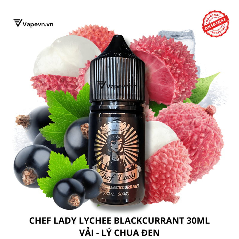 Tinh dầu salt nic SALTNIC CHEFLADY LYCHEE BLACKCURRANT 30ML pod system vũng tàu, vape box vũng tàu, thuốc lá điện tử