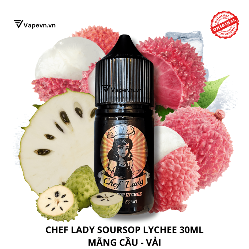 Tinh dầu salt nic SALTNIC CHEFLADY SOURSOP LYCHEE 30ML pod system vũng tàu, vape box vũng tàu, thuốc lá điện tử