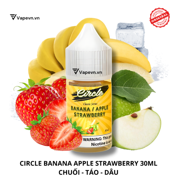 Tinh dầu salt nic SALTNIC CIRCLE BANANA APPLE STRAWBERRY 30ML pod system vũng tàu, vape box vũng tàu, thuốc lá điện tử