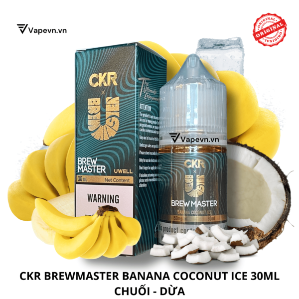 Tinh dầu salt nic SALTNIC BREWMASTER BANANA COCONUT ICE 30ML pod system vũng tàu, vape box vũng tàu, thuốc lá điện tử