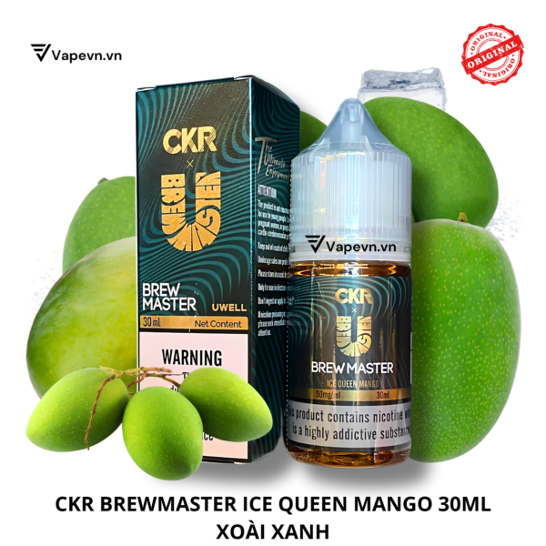 Tinh dầu salt nic SALTNIC BREWMASTER ICE GREEN MANGO 30ML pod system vũng tàu, vape box vũng tàu, thuốc lá điện tử