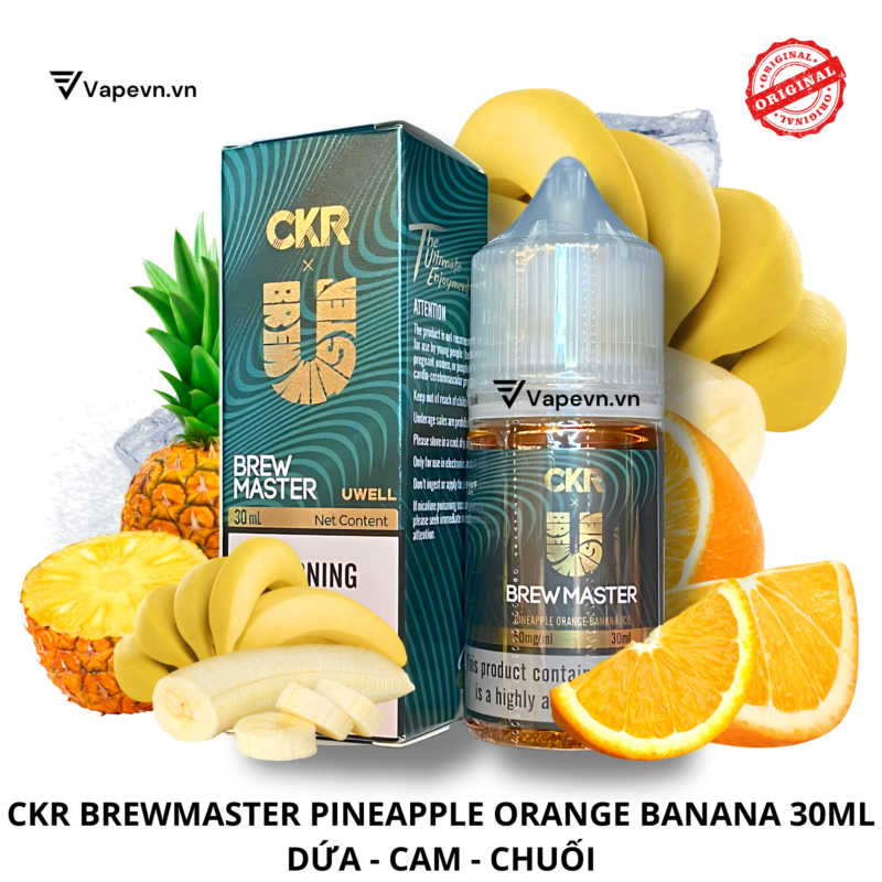 Tinh dầu salt nic SALTNIC BREWMASTER PINEAPPLE ORANGE BANANA 30ML pod system vũng tàu, vape box vũng tàu, thuốc lá điện tử