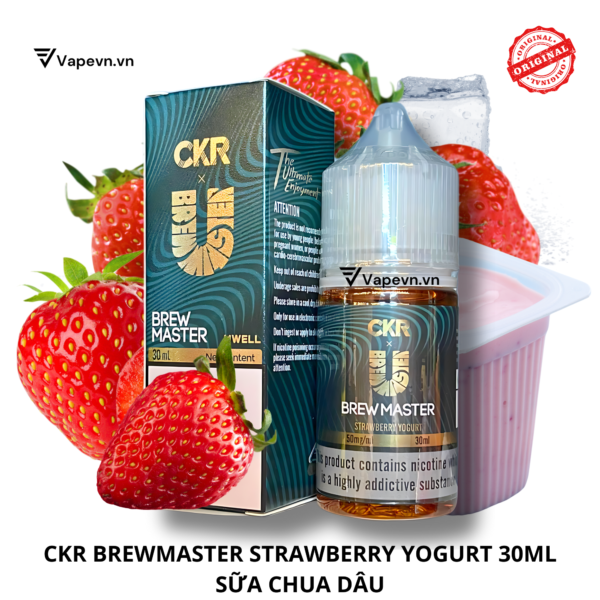 Tinh dầu salt nic SALTNIC BREWMASTER STRAWBERRY YOGURT 30ML pod system vũng tàu, vape box vũng tàu, thuốc lá điện tử