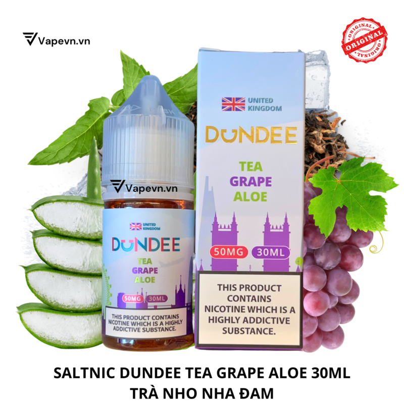 Tinh dầu salt nic SALTNIC DUNDEE TEA ALOE GRAPE 30ML pod system vũng tàu, vape box vũng tàu, thuốc lá điện tử