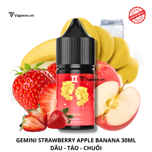 Tinh dầu salt nic SALTNIC GEMINI STRAWBERRY APPLE BANANA 30ML pod system vũng tàu, vape box vũng tàu, thuốc lá điện tử