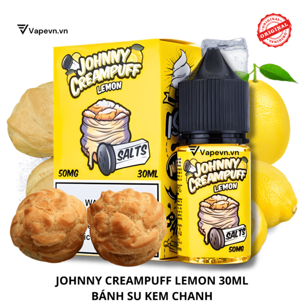 Tinh dầu salt nic SALTNIC JOHNNY CREAMPUFF LEMON 30ML pod system vũng tàu, vape box vũng tàu, thuốc lá điện tử