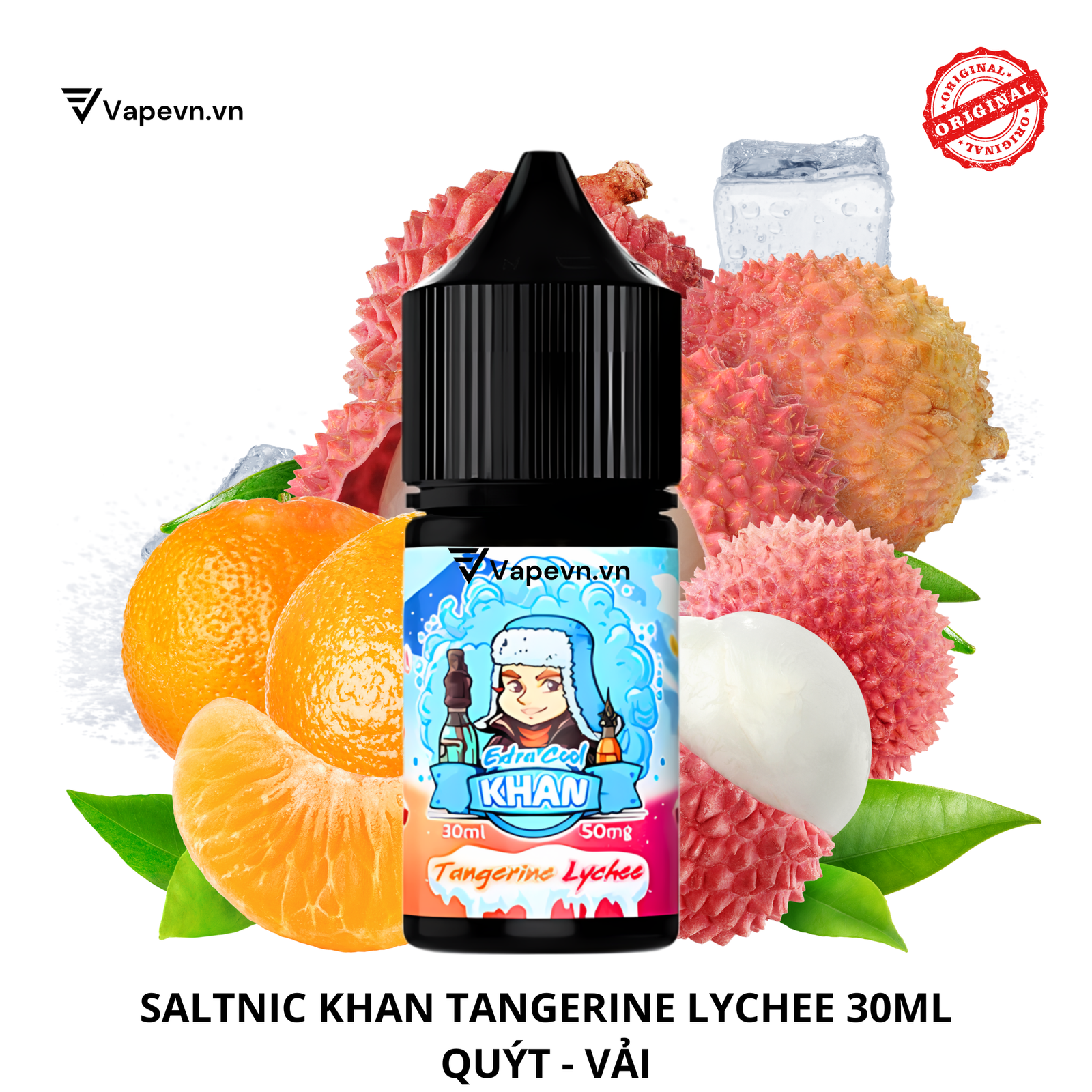 Tinh dầu salt nic SALTNIC KHAN TANGERINE LYCHEE 30ML pod system vũng tàu, vape box vũng tàu, thuốc lá điện tử