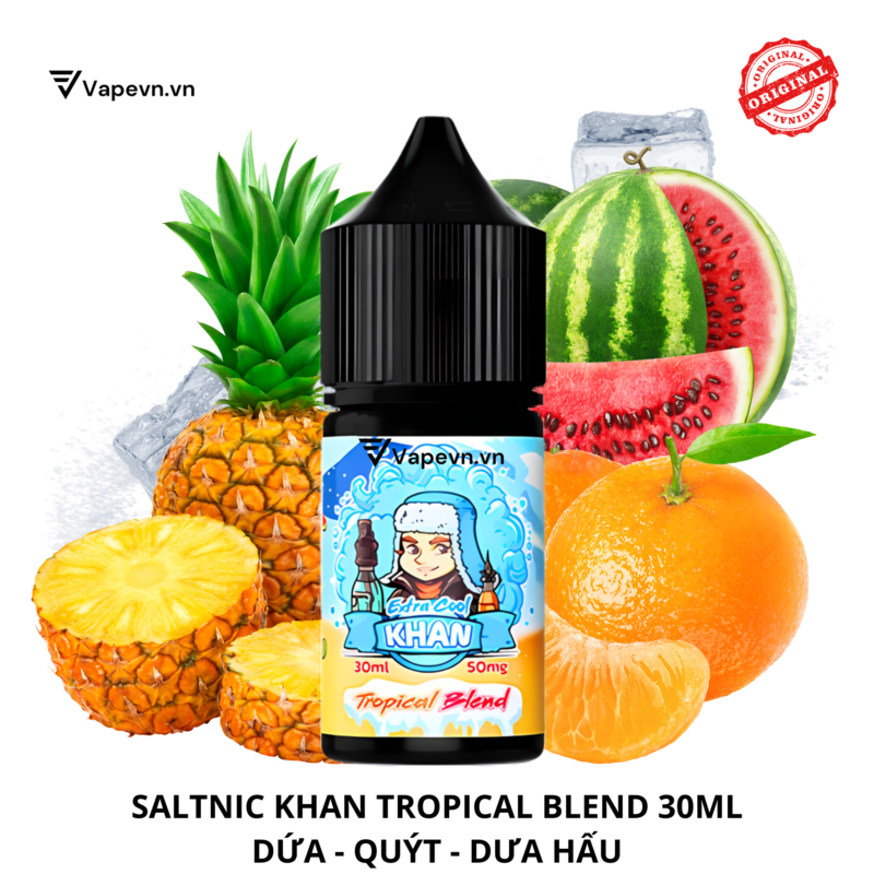 Tinh dầu salt nic SALTNIC KHAN TROPICAL BLEND 30ML pod system vũng tàu, vape box vũng tàu, thuốc lá điện tử