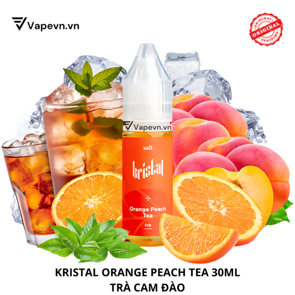 Tinh dầu salt nic SALTNIC KRISTAL ORANGE PEACH TEA 15ML pod system vũng tàu, vape box vũng tàu, thuốc lá điện tử