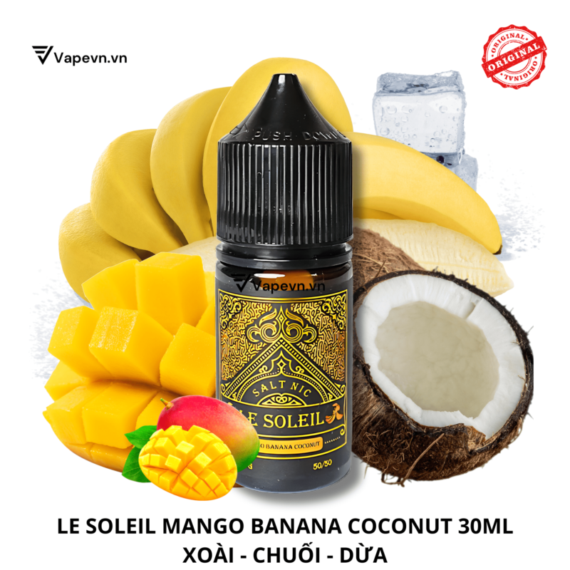 Tinh dầu salt nic SALTNIC LE SOLEIL MANGO BANANA COCONUT 30ML pod system vũng tàu, vape box vũng tàu, thuốc lá điện tử