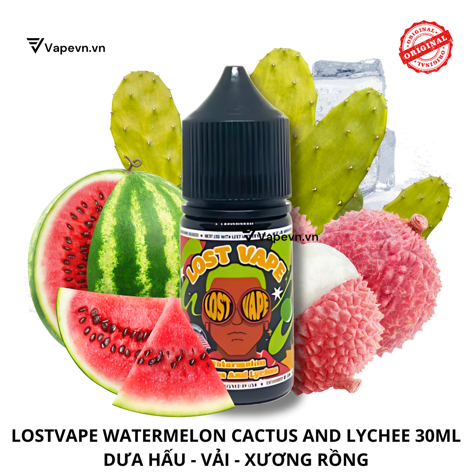 Tinh dầu salt nic SALTNIC LOSTVAPE WATERMELON CACTUS LYCHEE 30ML pod system vũng tàu, vape box vũng tàu, thuốc lá điện tử