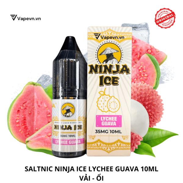 Tinh dầu salt nic SALTNIC NINJA ICE LYCHEE GUAVA 10ML pod system vũng tàu, vape box vũng tàu, thuốc lá điện tử