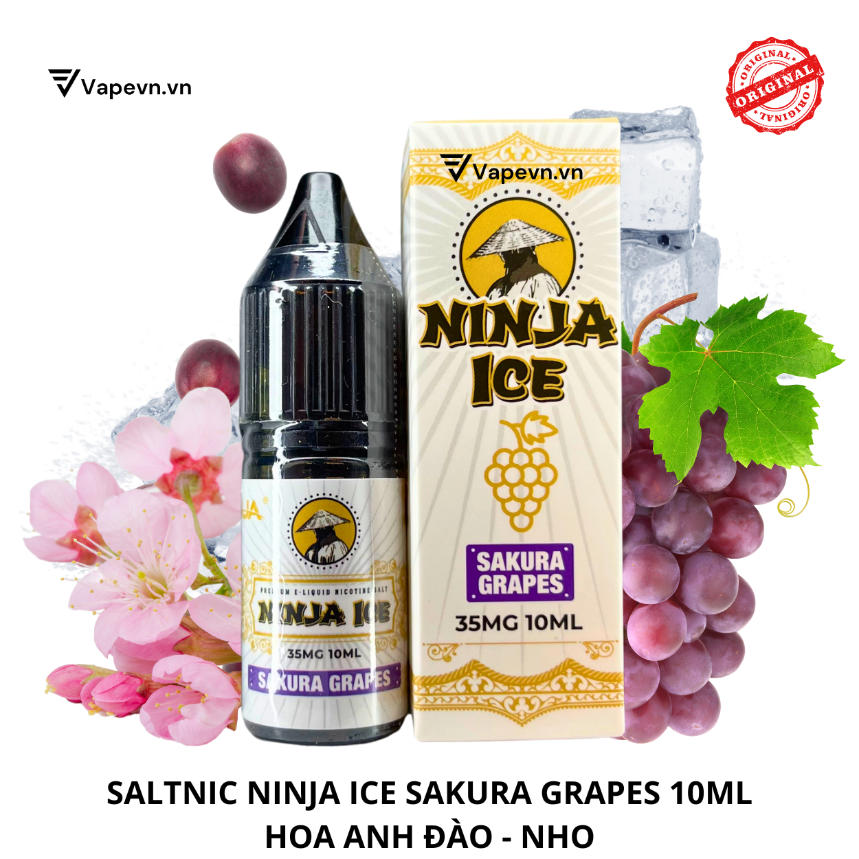 Tinh dầu salt nic SALTNIC NINJA ICE SAKURA GRAPES 10ML pod system vũng tàu, vape box vũng tàu, thuốc lá điện tử