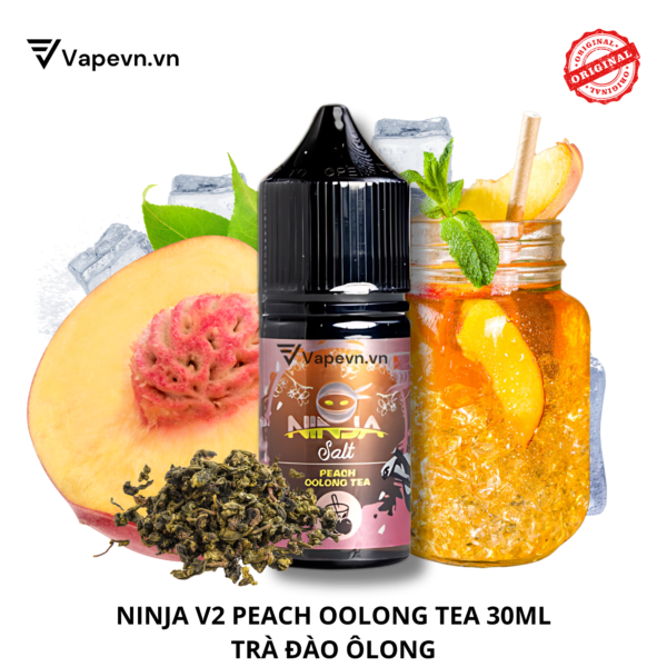 Tinh dầu salt nic SALTNIC NINJA V2 PEACH OOLONG TEA 30ML pod system vũng tàu, vape box vũng tàu, thuốc lá điện tử