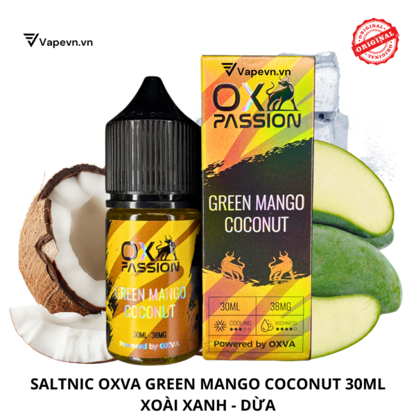 Tinh dầu salt nic SALTNIC OXVA GREEN MANGO COCONUT 30ML pod system vũng tàu, vape box vũng tàu, thuốc lá điện tử