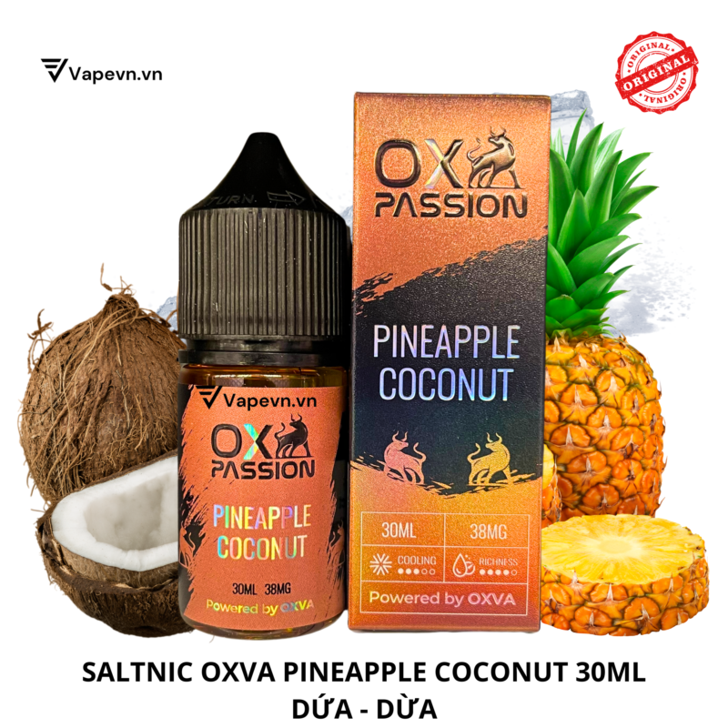 Tinh dầu salt nic SALTNIC OXVA PINEAPPLE COCONUT 30ML pod system vũng tàu, vape box vũng tàu, thuốc lá điện tử