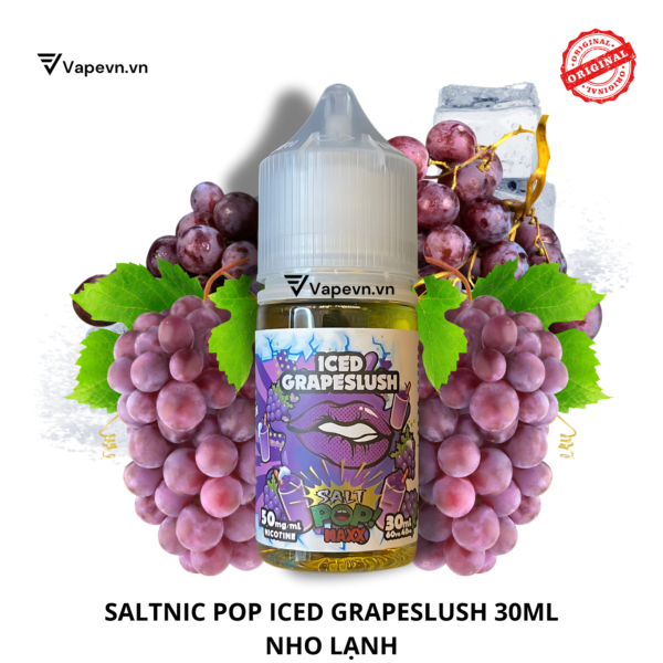 Tinh dầu salt nic SALTNIC POP ICED GRAPE ICE 30ML pod system vũng tàu, vape box vũng tàu, thuốc lá điện tử