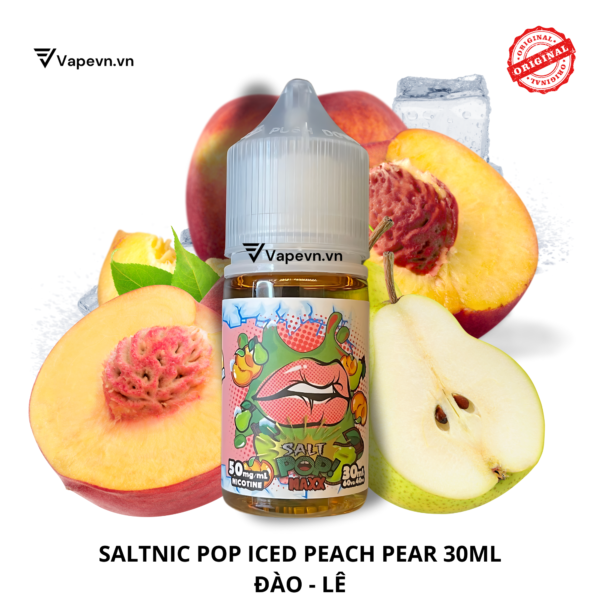 Tinh dầu salt nic SALTNIC POP ICED PEACH PEAR 30ML pod system vũng tàu, vape box vũng tàu, thuốc lá điện tử