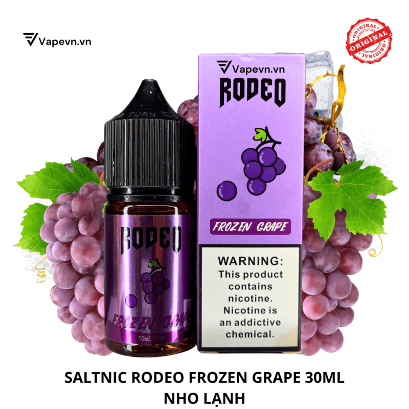 Tinh dầu salt nic SALTNIC RODEO FROZEN GRAPE 30ML pod system vũng tàu, vape box vũng tàu, thuốc lá điện tử