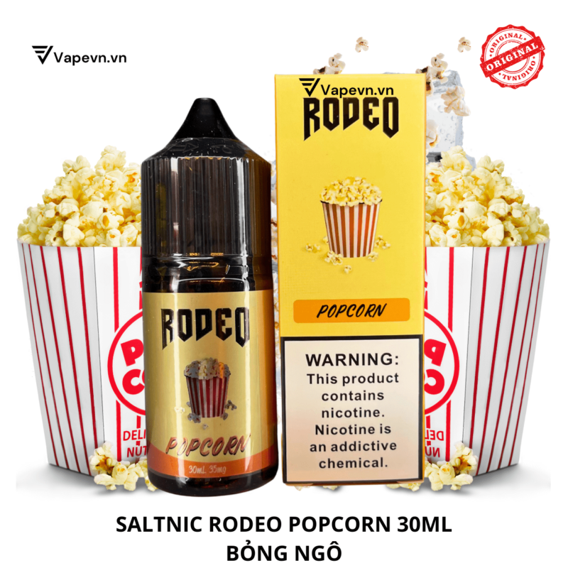 Tinh dầu salt nic SALTNIC RODEO POPCORN 30ML pod system vũng tàu, vape box vũng tàu, thuốc lá điện tử