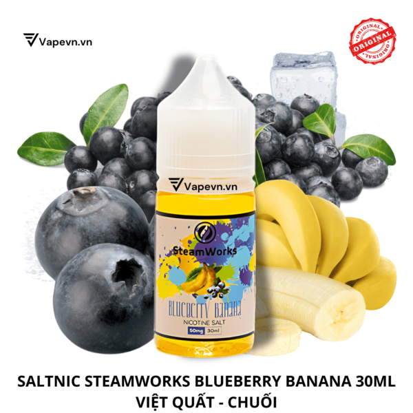 Tinh dầu salt nic SALTNIC STEAMWORKS BLUEBERRY BANANA 30ML pod system vũng tàu, vape box vũng tàu, thuốc lá điện tử