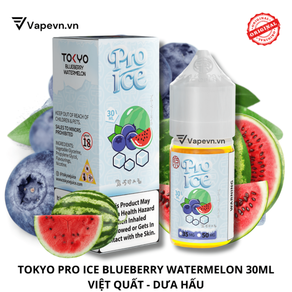 Tinh dầu salt nic SALTNIC TOKYO PRO BLUEBERRY WATERMELON 30ML pod system vũng tàu, vape box vũng tàu, thuốc lá điện tử