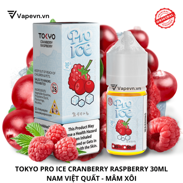 Tinh dầu salt nic SALTNIC TOKYO PRO CRANBERRY RASPBERRY 30ML pod system vũng tàu, vape box vũng tàu, thuốc lá điện tử