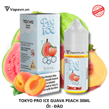 Tinh dầu salt nic SALTNIC TOKYO PRO GUAVA PEACH 30ML pod system vũng tàu, vape box vũng tàu, thuốc lá điện tử