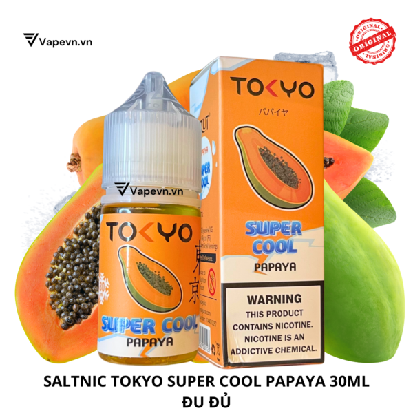 Tinh dầu salt nic SALTNIC TOKYO SUPER COOL PAPAYA 30ML pod system vũng tàu, vape box vũng tàu, thuốc lá điện tử