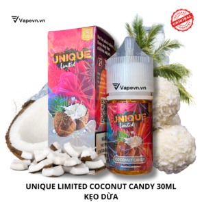 Tinh dầu salt nic SALTNIC UNIQUE LIMITED COCONUT CANDY 30ML pod system vũng tàu, vape box vũng tàu, thuốc lá điện tử