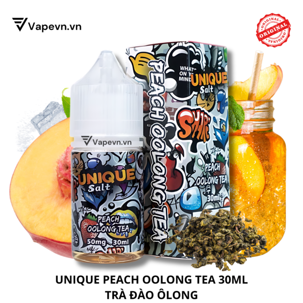 Tinh dầu salt nic SALTNIC UNIQUE PEACH OOLONG TEA 30ML pod system vũng tàu, vape box vũng tàu, thuốc lá điện tử