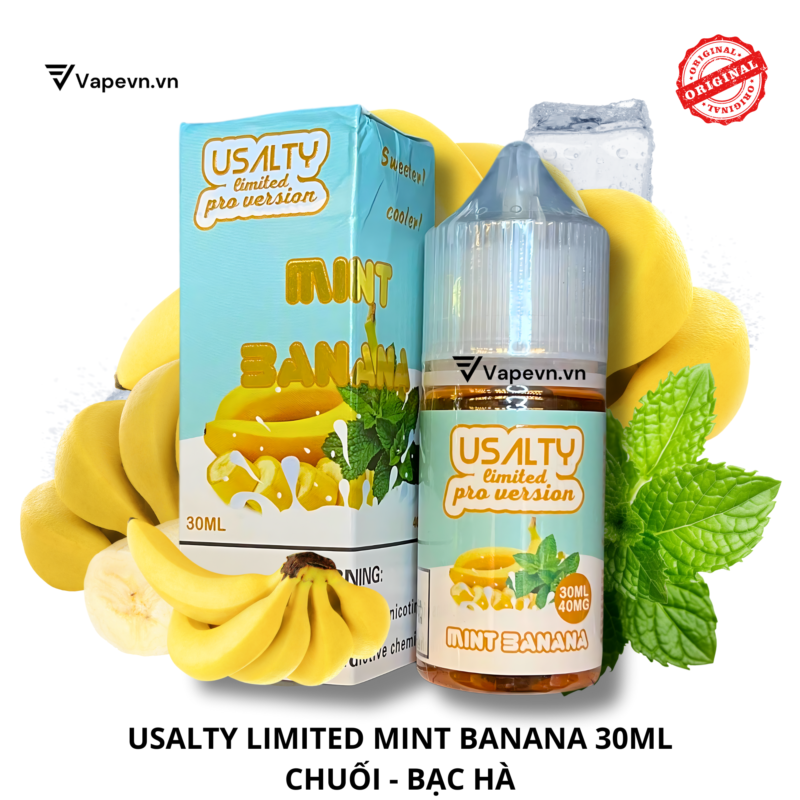 Tinh dầu salt nic SALTNIC USALTY LIMITED MINT BANANA 30ML pod system vũng tàu, vape box vũng tàu, thuốc lá điện tử