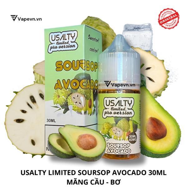 Tinh dầu salt nic SALTNIC USALTY LIMITED SOURSOP AVOCADO 30ML pod system vũng tàu, vape box vũng tàu, thuốc lá điện tử