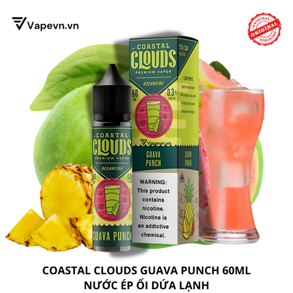 Tinh dầu free base COASTAL CLOUDS GUAVA PUNCH 60ML pod system vũng tàu