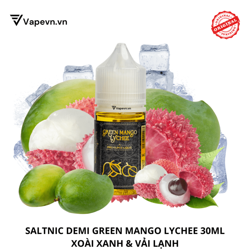 Tinh dầu salt nic SALTNIC DEMI GREEN MANGO LYCHEE 30ML pod system vũng tàu, vape box vũng tàu, thuốc lá điện tử