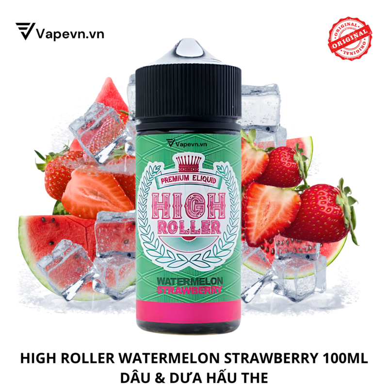 Tinh dầu free base HIGH ROLLER WATERMELON STRAWBERRY 100ML pod system vũng tàu vape box vũng tàu thuốc lá điện tử 