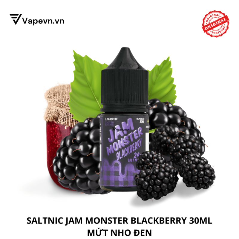 Tinh dầu salt nic SALTNIC JAM MONSTER BLACKBERRY 30ML pod system vũng tàu, vape box vũng tàu, thuốc lá điện tử