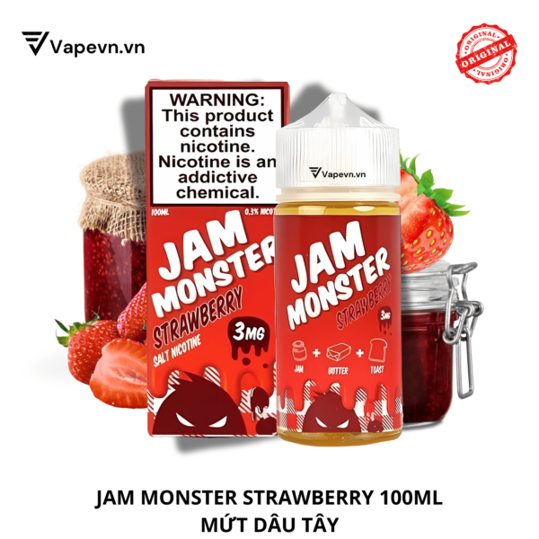 tinh dầu free base Jam Monster Strawberry 100ML pod system vũng tàu vape box vũng tàu thuốc lá điện tử