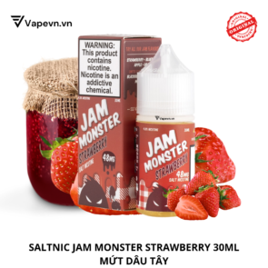 Tinh dầu salt nic SALTNIC JAM MONSTER STRAWBERRY 30ML pod system vũng tàu, vape box vũng tàu, thuốc lá điện tử